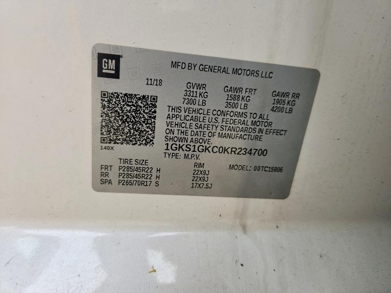 Продаж на аукціоні авто 2019 Gmc Yukon Xl, vin: 1GKS1GKC0KR234700, номер лоту: 52875746