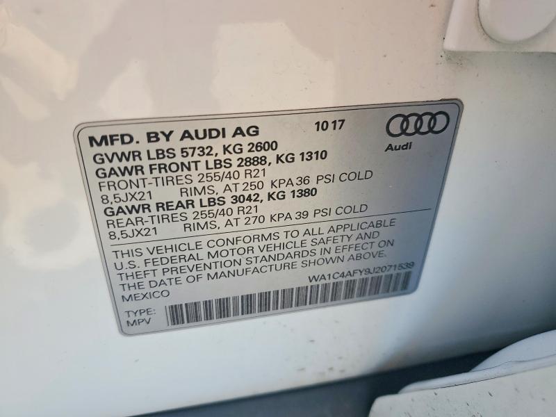 Aukcja sprzedaży 2018 Audi Sq5, vin: WA1C4AFY9J2071539, numer aukcji: 51873066