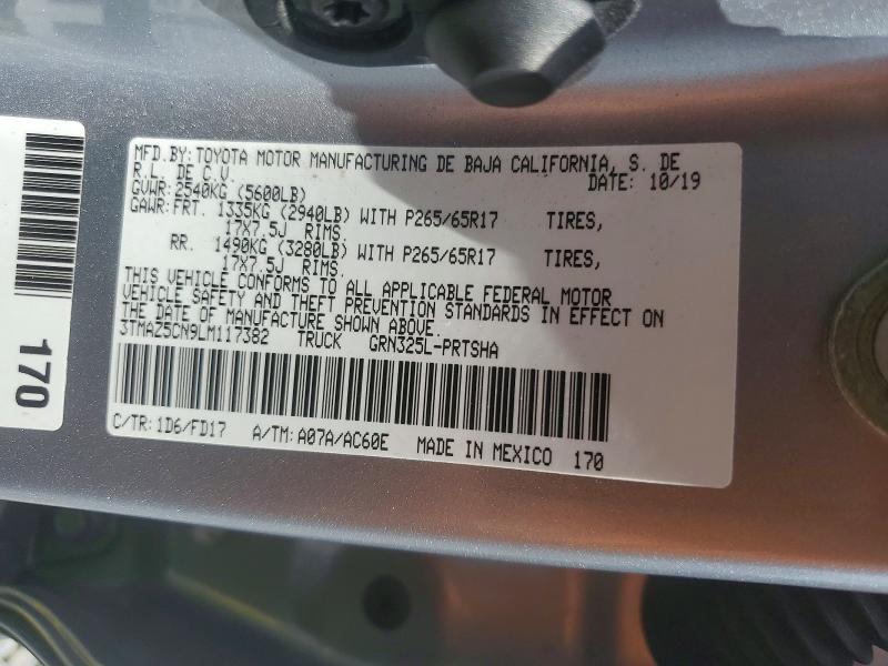 54650476 :رقم المزاد ، 3TMAZ5CN9LM117382 vin ، 2020 Toyota Tacoma مزاد بيع