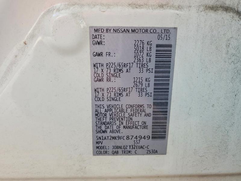 Продаж на аукціоні авто 2015 Nissan Rogue, vin: 5N1AT2MK9FC874949, номер лоту: 53280566