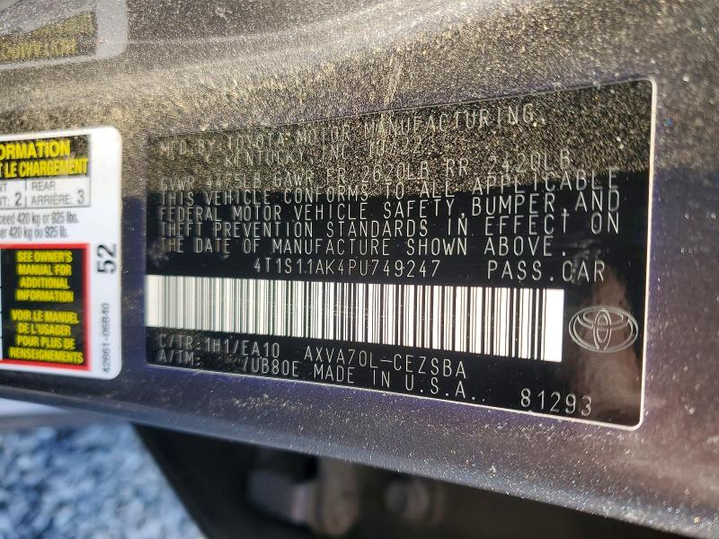 Продажа на аукционе авто 2023 Toyota Camry, vin: 4T1S11AK4PU749247, номер лота: 53063916