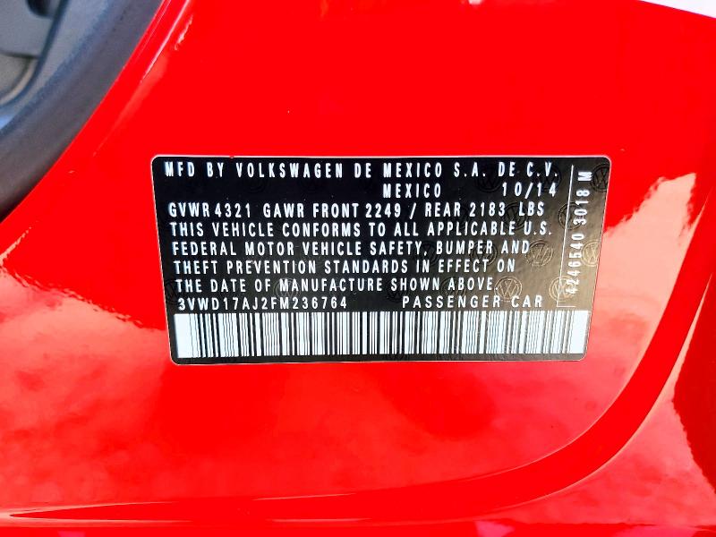 Продаж на аукціоні авто 2015 Volkswagen Jetta, vin: 3VWD17AJ2FM236764, номер лоту: 55454956