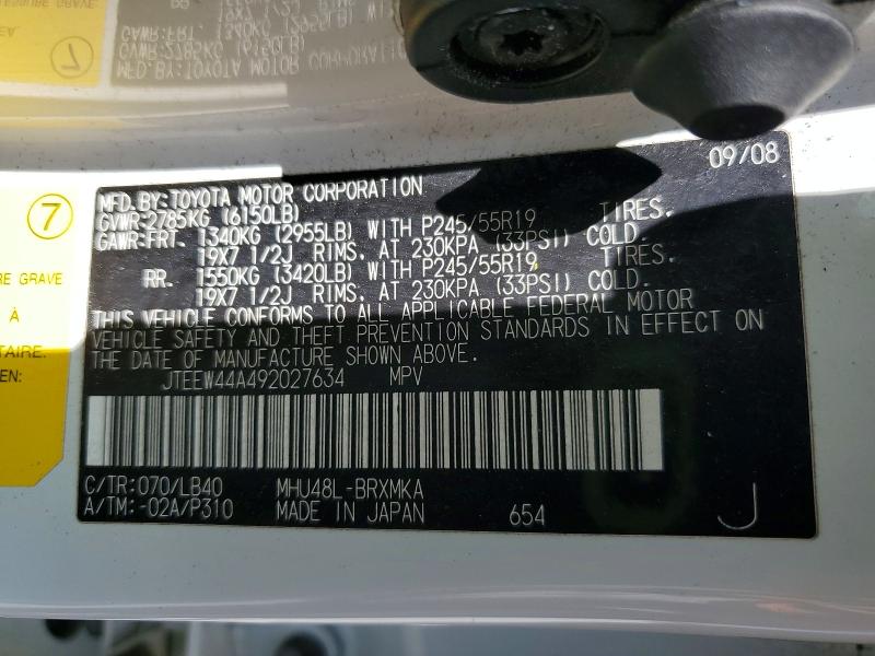 53447796 :رقم المزاد ، JTEEW44A492027634 vin ، 2009 Toyota 0125 مزاد بيع