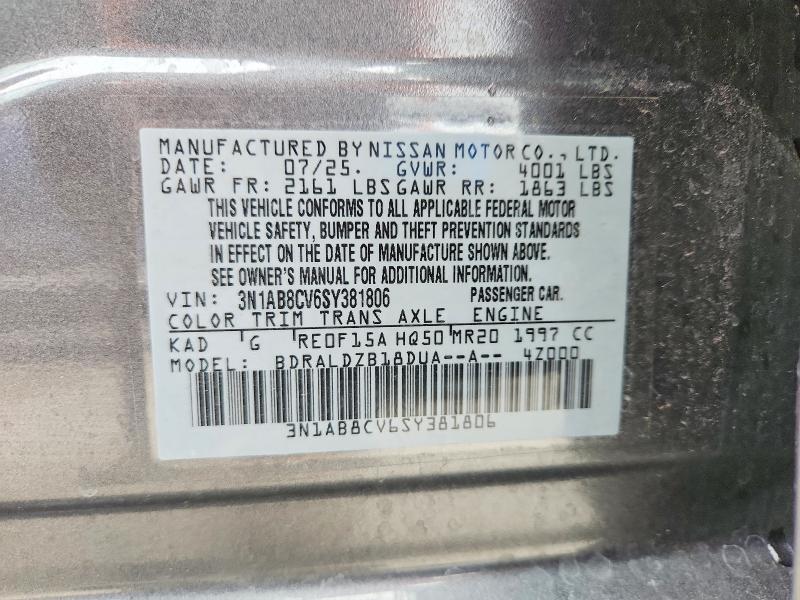 Aukcja sprzedaży 2025 Nissan Sentra, vin: 3N1AB8CV6SY381806, numer aukcji: 54274726