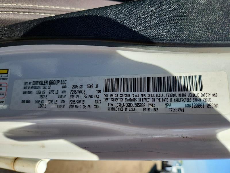54055096 :رقم المزاد ، 1C4HJWEG8DL585892 vin ، 2013 Jeep Wrangler Unlimited مزاد بيع