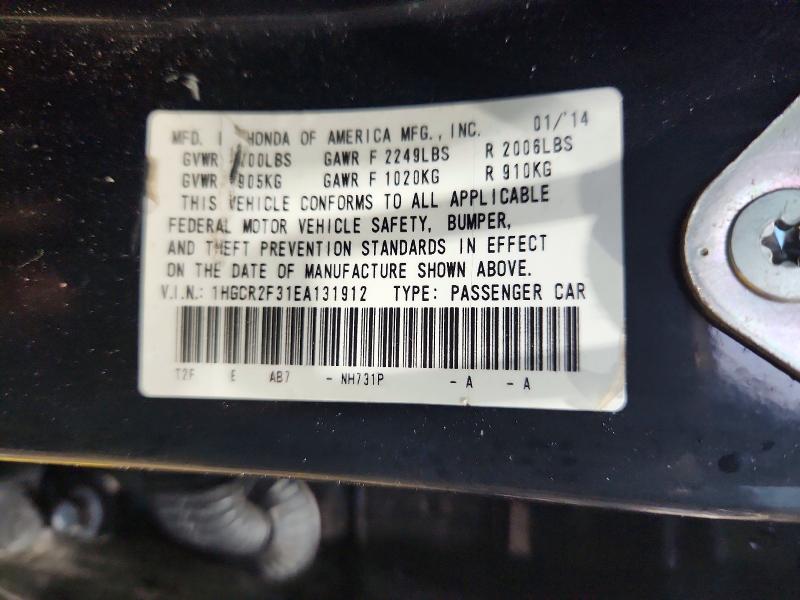 55206366 :رقم المزاد ، 1HGCR2F31EA131912 vin ، 2014 Honda Accord مزاد بيع