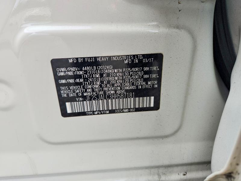 Продаж на аукціоні авто 2017 Subaru Forester, vin: JF2SJALC3HH587181, номер лоту: 54507786