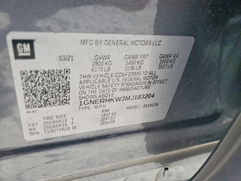 Aukcja sprzedaży 2021 Chevrolet Traverse, vin: 1GNERHKW3MJ183204, numer aukcji: 52964216