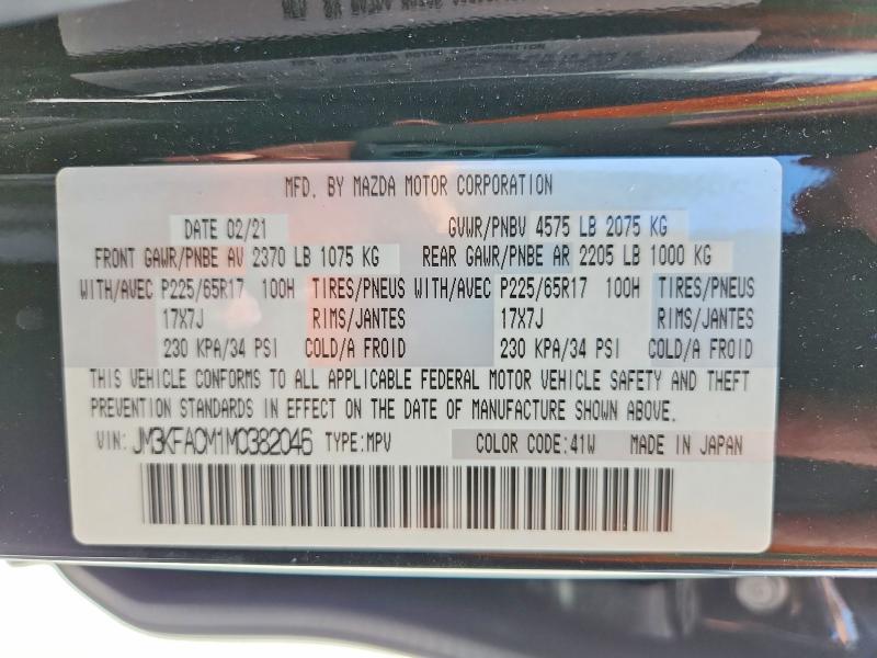 Aukcja sprzedaży 2021 Mazda Cx-5, vin: JM3KFACM1M0382046, numer aukcji: 52577746
