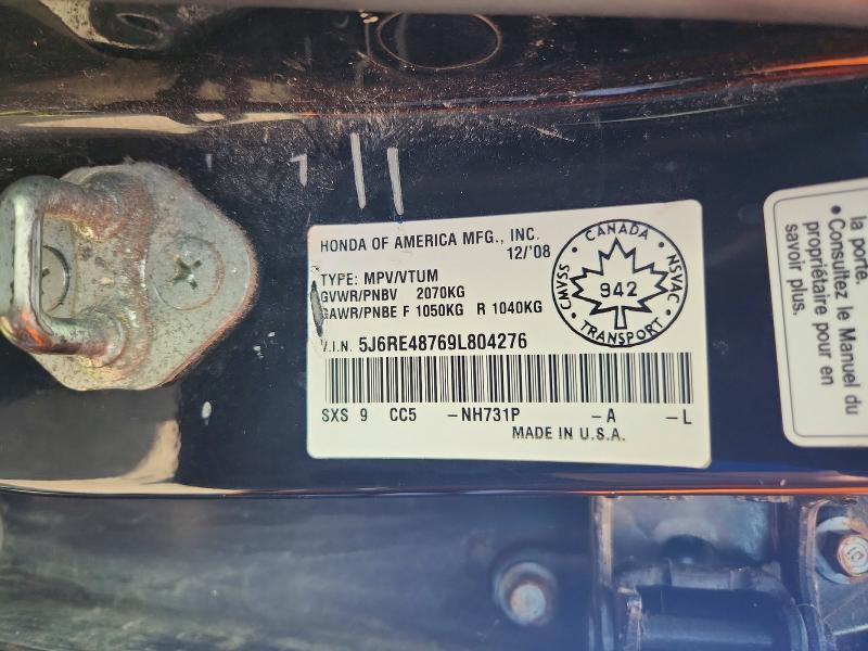 53625086 :رقم المزاد ، 5J6RE48769L804276 vin ، 2009 Honda Cr-v مزاد بيع
