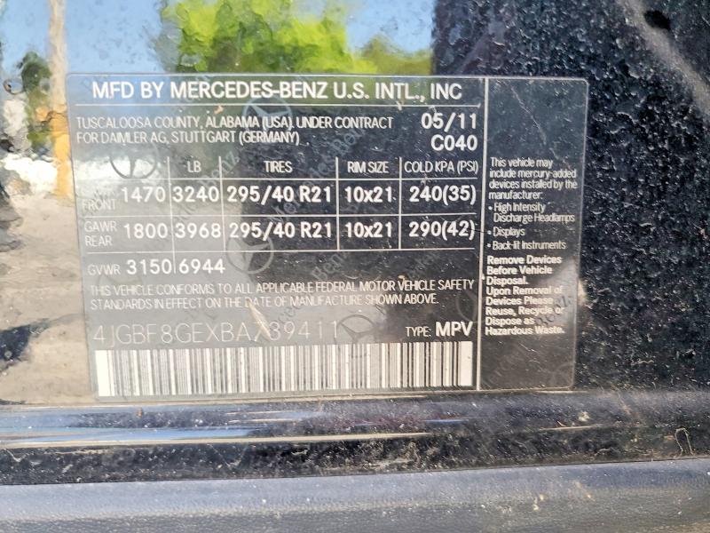 Продажа на аукционе авто 2011 Mercedes-benz Gl, vin: 4JGBF8GEXBA739411, номер лота: 53268716
