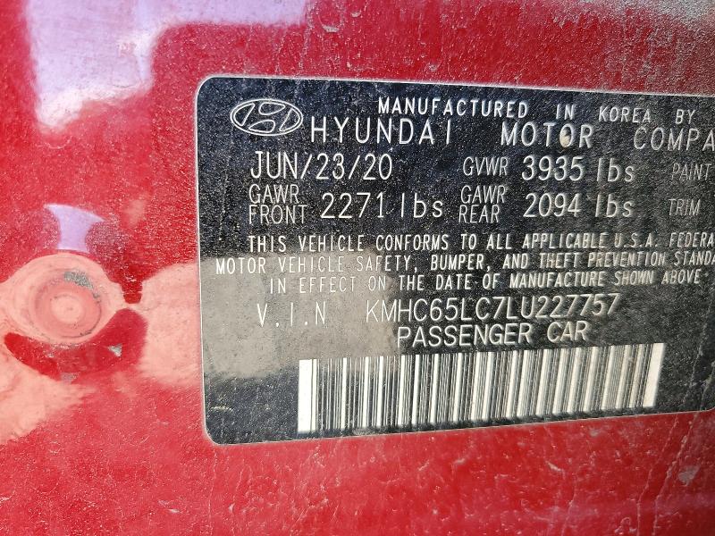 2020 Hyundai Ioniq მანქანა იყიდება აუქციონზე, vin: KMHC65LC7LU227757, აუქციონის ნომერი: 53171626