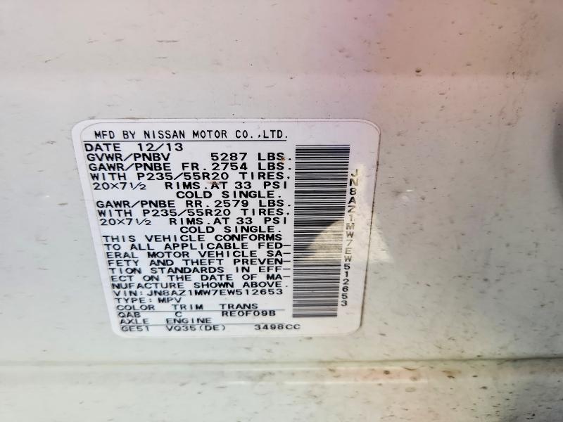 Aukcja sprzedaży 2014 Nissan Murano, vin: JN8AZ1MW7EW512653, numer aukcji: 53177536