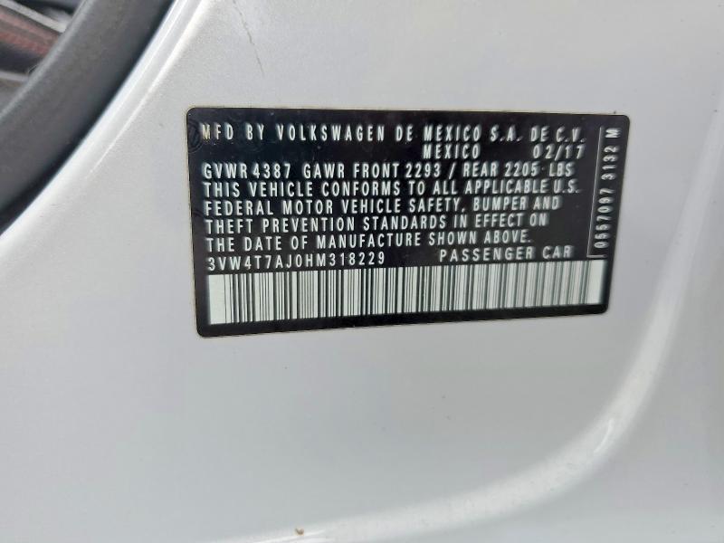 Aukcja sprzedaży 2017 Volkswagen Jetta, vin: 3VW4T7AJ0HM318229, numer aukcji: 52648896