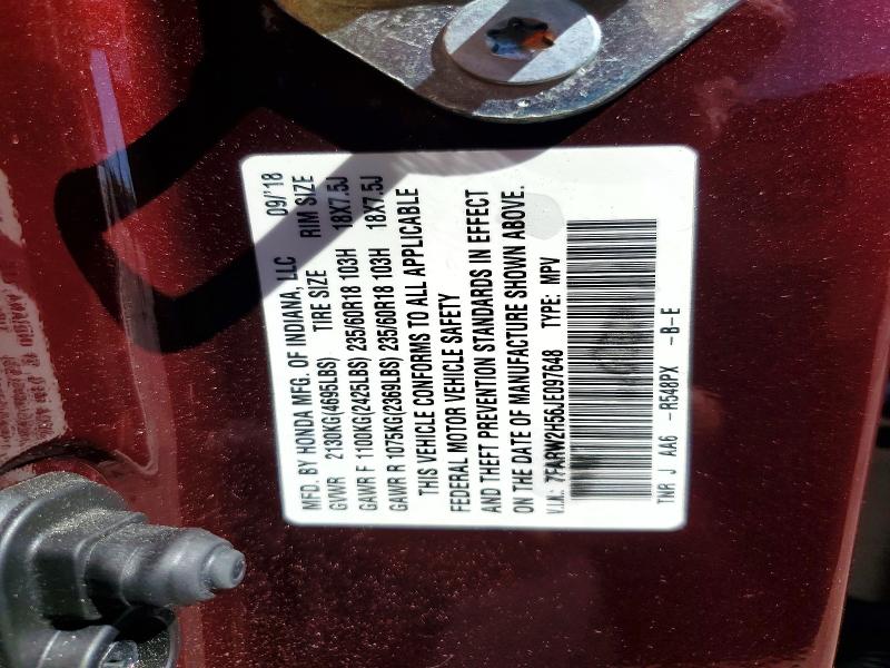 2018 Honda Cr-v მანქანა იყიდება აუქციონზე, vin: 7FARW2H56JE097648, აუქციონის ნომერი: 54391236