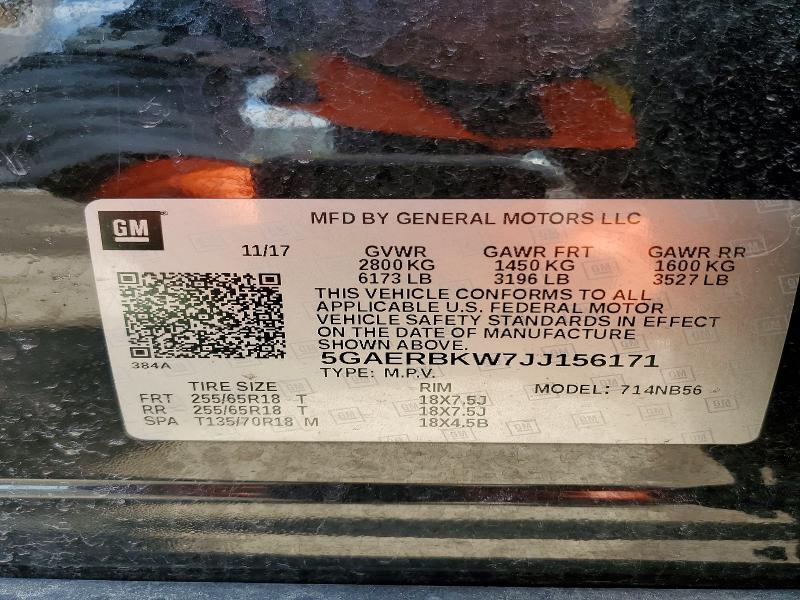 Aukcja sprzedaży 2018 Buick Enclave, vin: 5GAERBKW7JJ156171, numer aukcji: 52044386