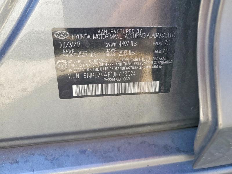 2018 Hyundai Sonata მანქანა იყიდება აუქციონზე, vin: 5NPE24AF1JH633024, აუქციონის ნომერი: 53156466