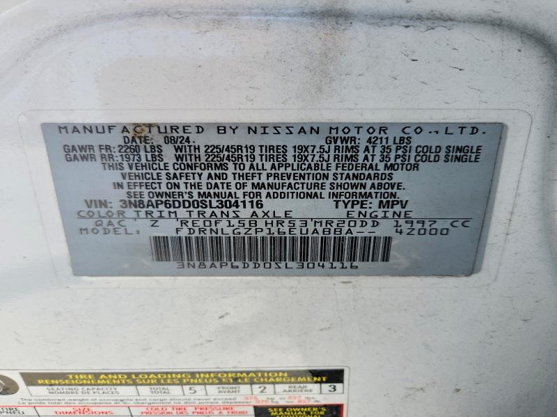 Aukcja sprzedaży 2025 Nissan Kicks, vin: 3N8AP6DD0SL304116, numer aukcji: 53647496