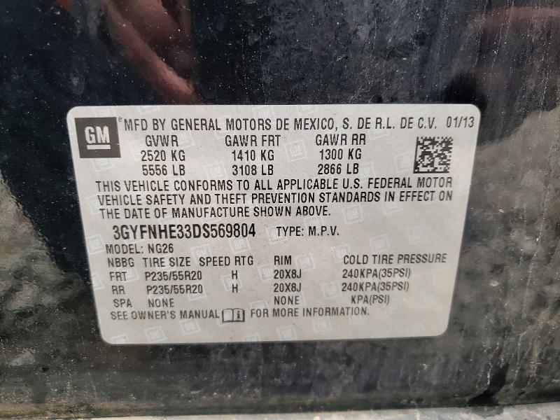 53541486 :رقم المزاد ، 3GYFNHE33DS569804 vin ، 2013 Cadillac Srx مزاد بيع