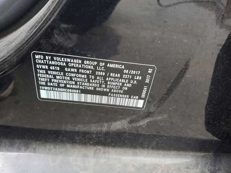 Продаж на аукціоні авто 2017 Volkswagen Passat, vin: 1VWDT7A36HC083581, номер лоту: 54266366