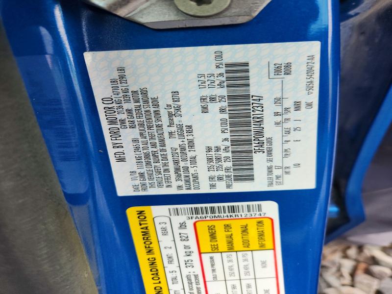 Aukcja sprzedaży 2019 Ford Fusion, vin: 3FA6P0MU4KR123747, numer aukcji: 53941566