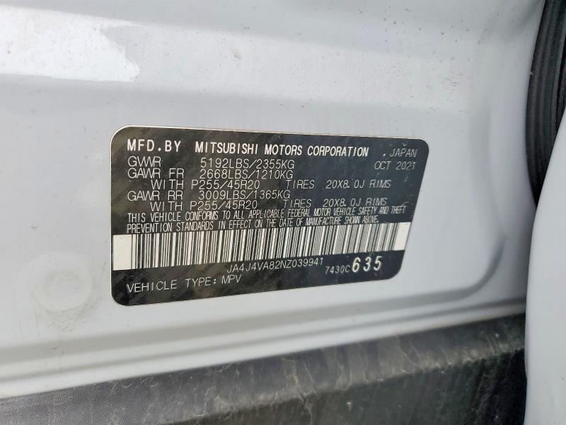 Продаж на аукціоні авто 2022 Mitsubishi Outlander, vin: JA4J4VA82NZ039941, номер лоту: 52891436