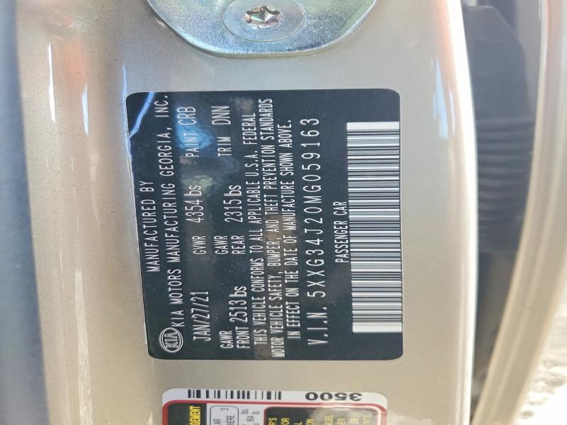 52912246 :رقم المزاد ، 5XXG34J20MG059163 vin ، 2021 Kia K5 مزاد بيع
