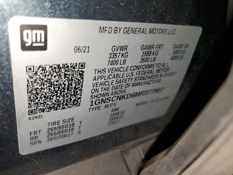 Продажа на аукционе авто 2021 Chevrolet Tahoe, vin: 1GNSCNKD6MR377907, номер лота: 55053366