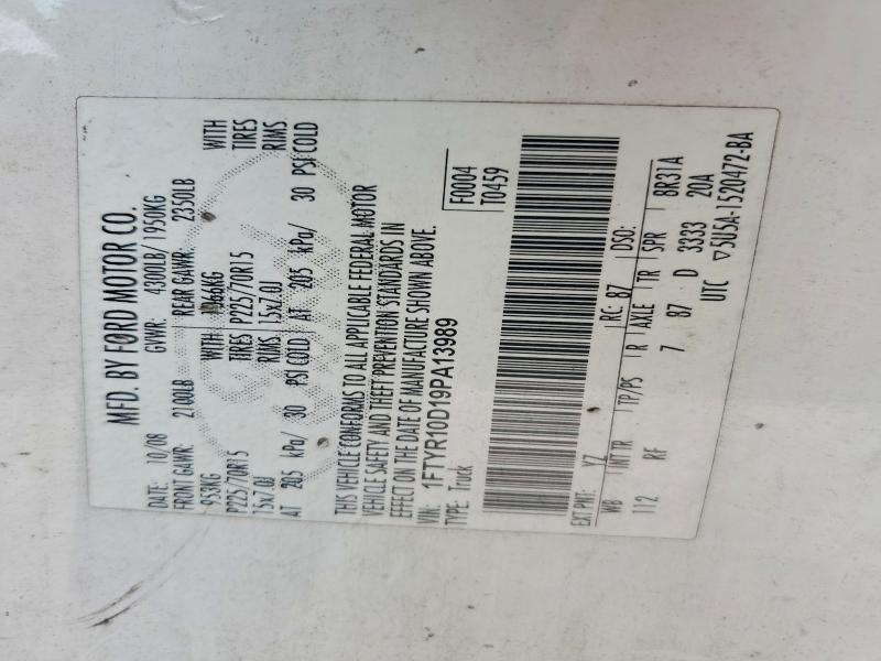 2009 Ford Ranger მანქანა იყიდება აუქციონზე, vin: 1FTYR10D19PA13989, აუქციონის ნომერი: 53876116