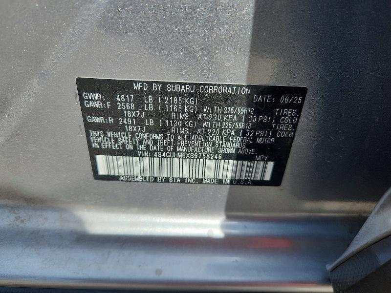 Aukcja sprzedaży 2025 Subaru Crosstrek, vin: 4S4GUHM6XS3758246, numer aukcji: 52627046