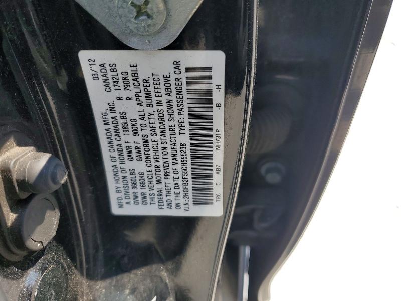Продажа на аукционе авто 2012 Honda Civic, vin: 2HGFB2F55CH555238, номер лота: 52589706