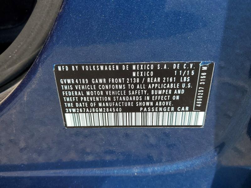 Aukcja sprzedaży 2016 Volkswagen Jetta, vin: 3VW267AJ8GM284540, numer aukcji: 52211966