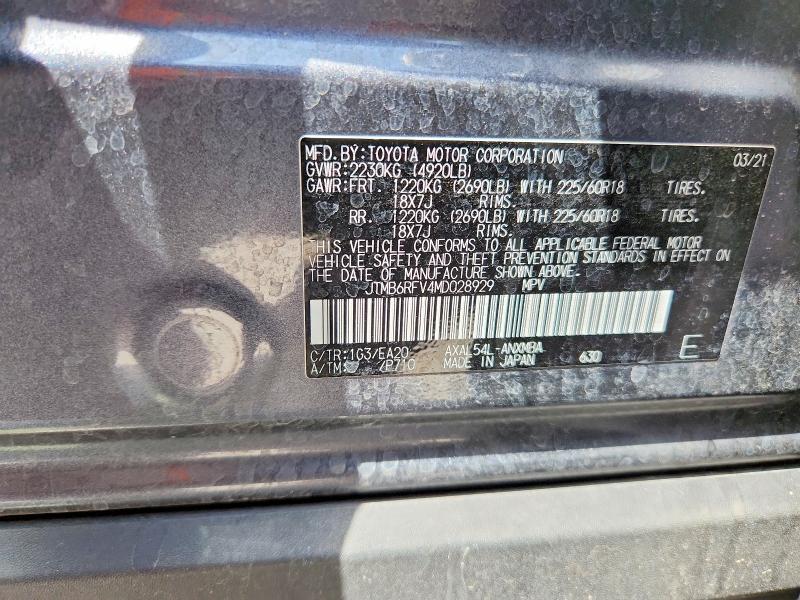 Aukcja sprzedaży 2021 Toyota Rav4 Hybrid, vin: JTMB6RFV4MD028929, numer aukcji: 53314796