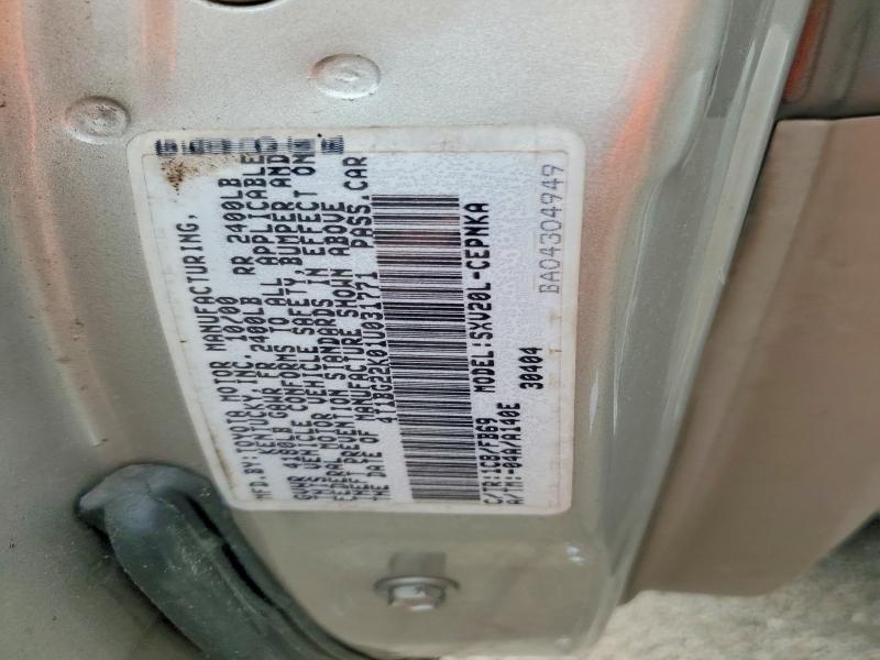 Aukcja sprzedaży 2001 Toyota Camry, vin: 4T1BG22K01U031771, numer aukcji: 51912686