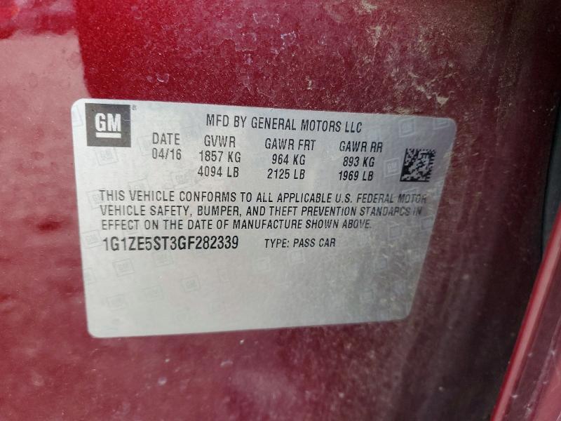 53968496 :رقم المزاد ، 1G1ZE5ST3GF282339 vin ، 2016 Chevrolet Malibu مزاد بيع