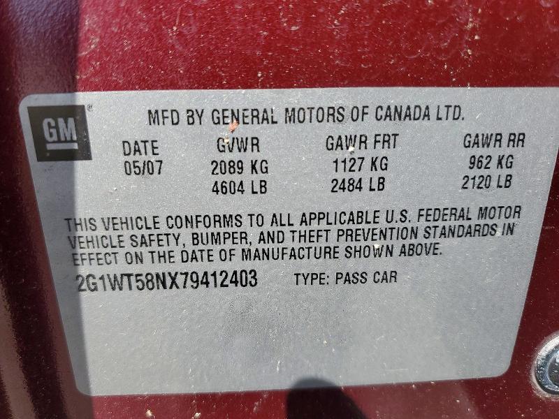 2007 Chevrolet Impala მანქანა იყიდება აუქციონზე, vin: 2G1WT58NX79412403, აუქციონის ნომერი: 51776906
