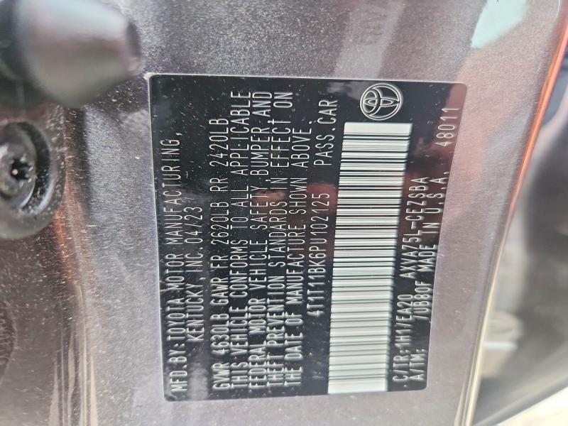 2023 Toyota Camry მანქანა იყიდება აუქციონზე, vin: 4T1T11BK6PU102125, აუქციონის ნომერი: 54264696