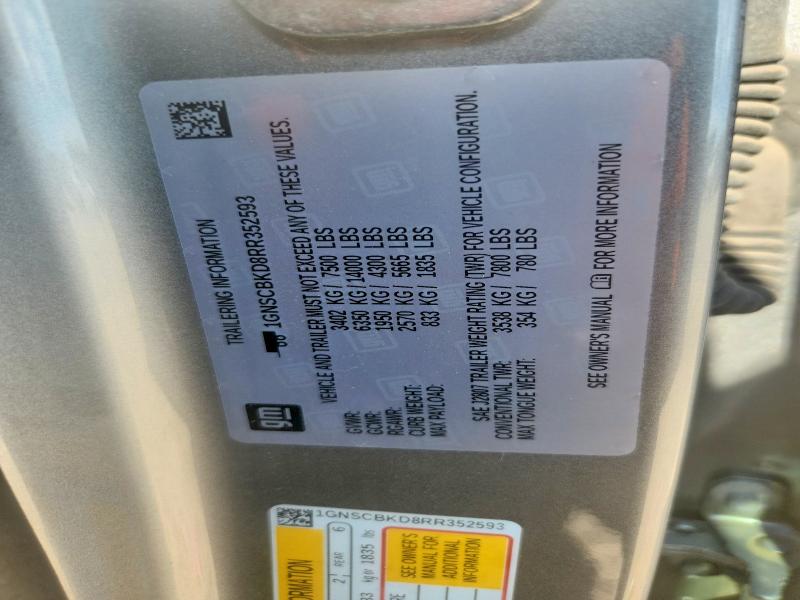 Продажа на аукционе авто 2024 Chevrolet Suburban, vin: 1GNSCBKD8RR352593, номер лота: 54153576