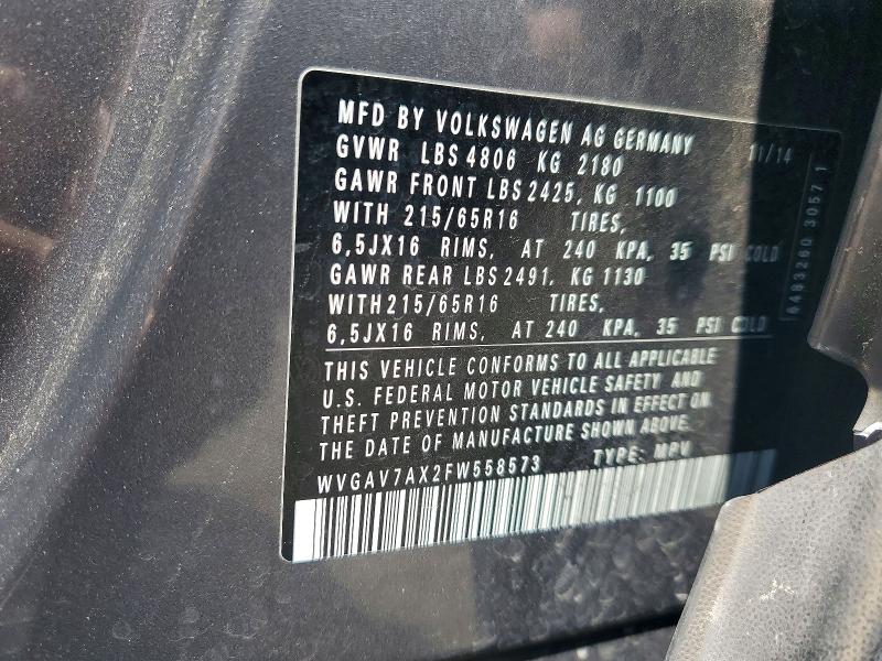 Продажа на аукционе авто 2015 Volkswagen Tiguan, vin: WVGAV7AX2FW558573, номер лота: 52253706