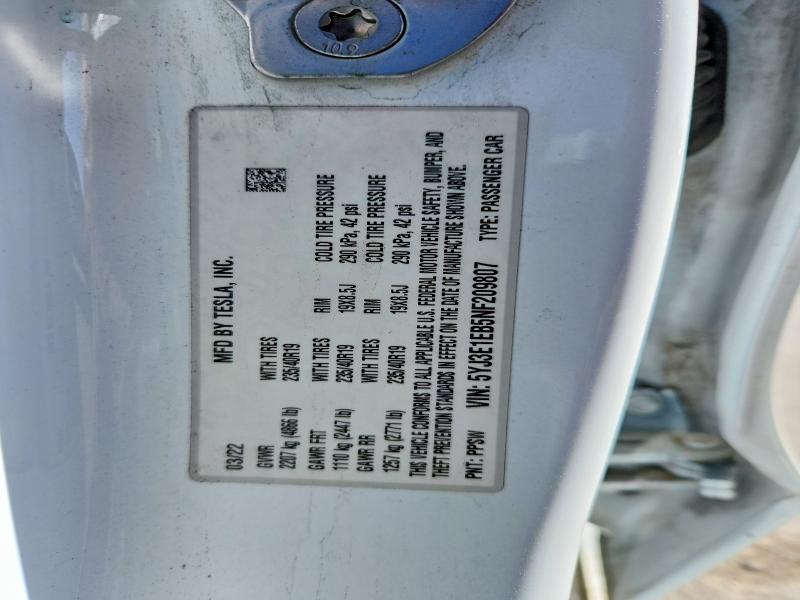 Продаж на аукціоні авто 2022 Tesla Model 3, vin: 5YJ3E1EB5NF209807, номер лоту: 52434026