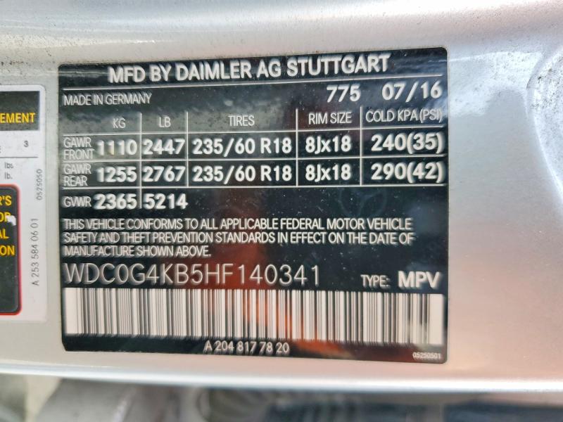 Продажа на аукционе авто 2017 Mercedes-benz Glc, vin: WDC0G4KB5HF140341, номер лота: 52550656