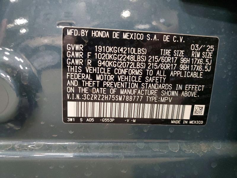 Aukcja sprzedaży 2025 Honda Hr-v, vin: 3CZRZ2H75SM788777, numer aukcji: 52644456