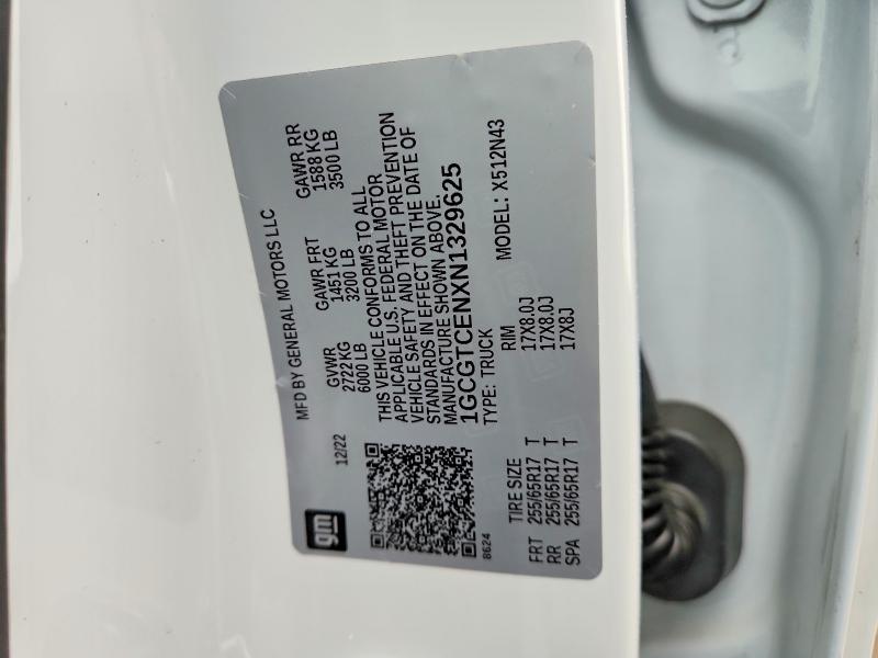Aukcja sprzedaży 2022 Chevrolet Colorado, vin: 1GCGTCENXN1329625, numer aukcji: 52959306