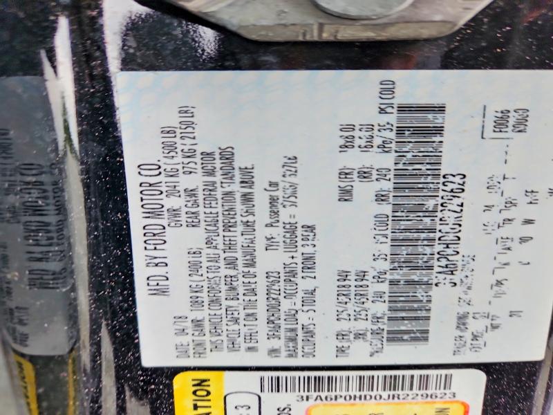 Продажа на аукционе авто 2018 Ford Fusion, vin: 3FA6P0HD0JR229623, номер лота: 52133516