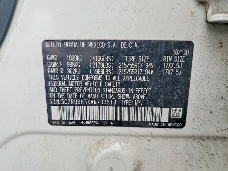 Aukcja sprzedaży 2021 Honda Hr-v, vin: 3CZRU6H3XMM703518, numer aukcji: 55156536
