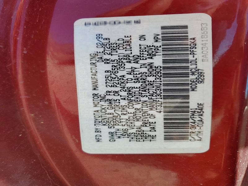 Aukcja sprzedaży 1999 Toyota Sienna, vin: 4T3ZF13C3XU132905, numer aukcji: 53835276