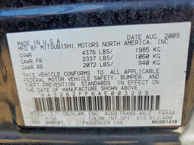 Продажа на аукционе авто 2010 Mitsubishi Galant, vin: 4A32B2FF6AE003299, номер лота: 54971566