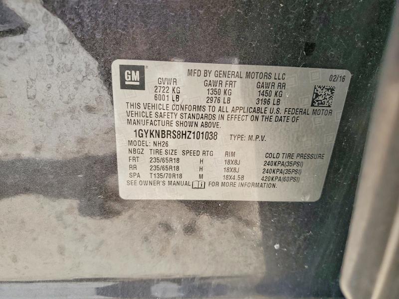 52604286 :رقم المزاد ، 1GYKNBRS8HZ101038 vin ، 2017 Cadillac Xt5 مزاد بيع
