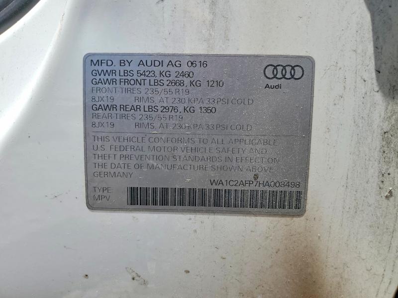 Продаж на аукціоні авто 2017 Audi Q5, vin: WA1C2AFP7HA008498, номер лоту: 53478616