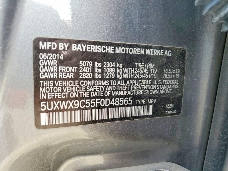 2015 Bmw X3 მანქანა იყიდება აუქციონზე, vin: 5UXWX9C55F0D48565, აუქციონის ნომერი: 52345056